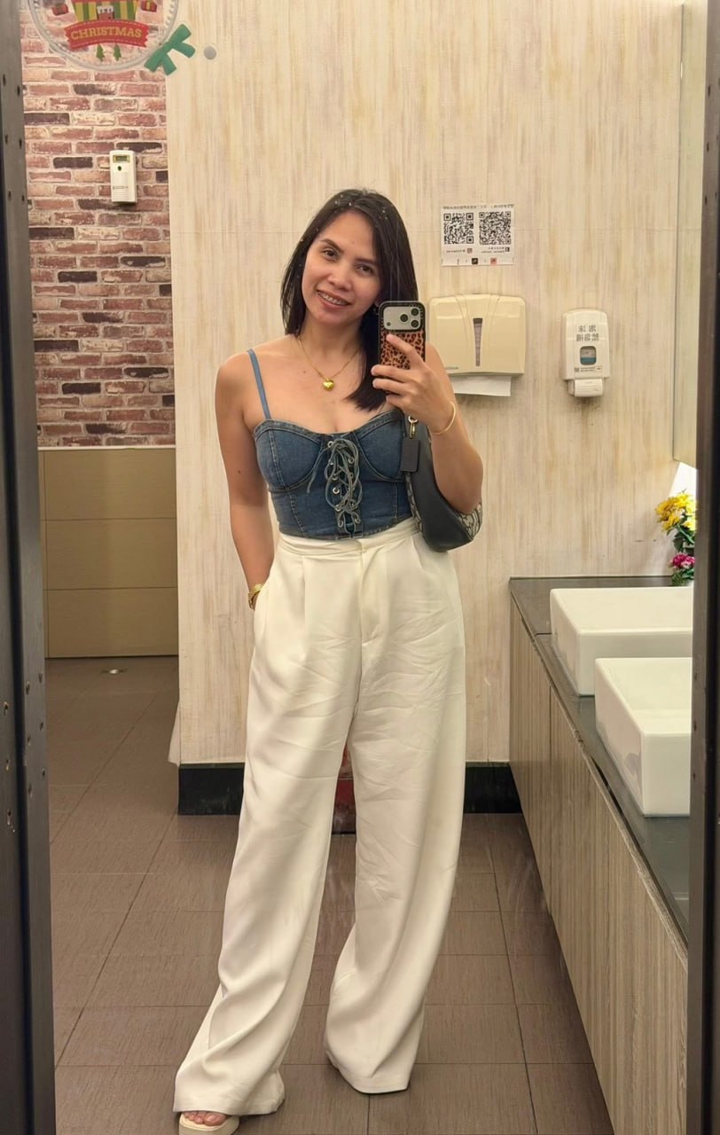 Denim Corset Top & Wide Pants