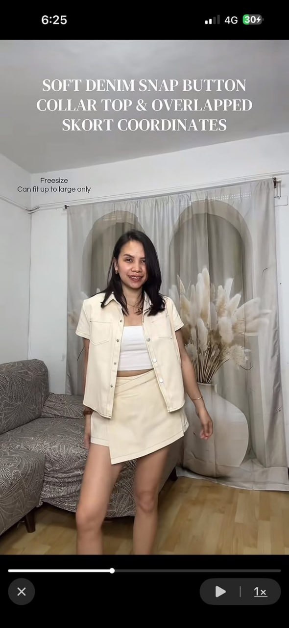 Soft Denim Snap Button Top & Skort Set